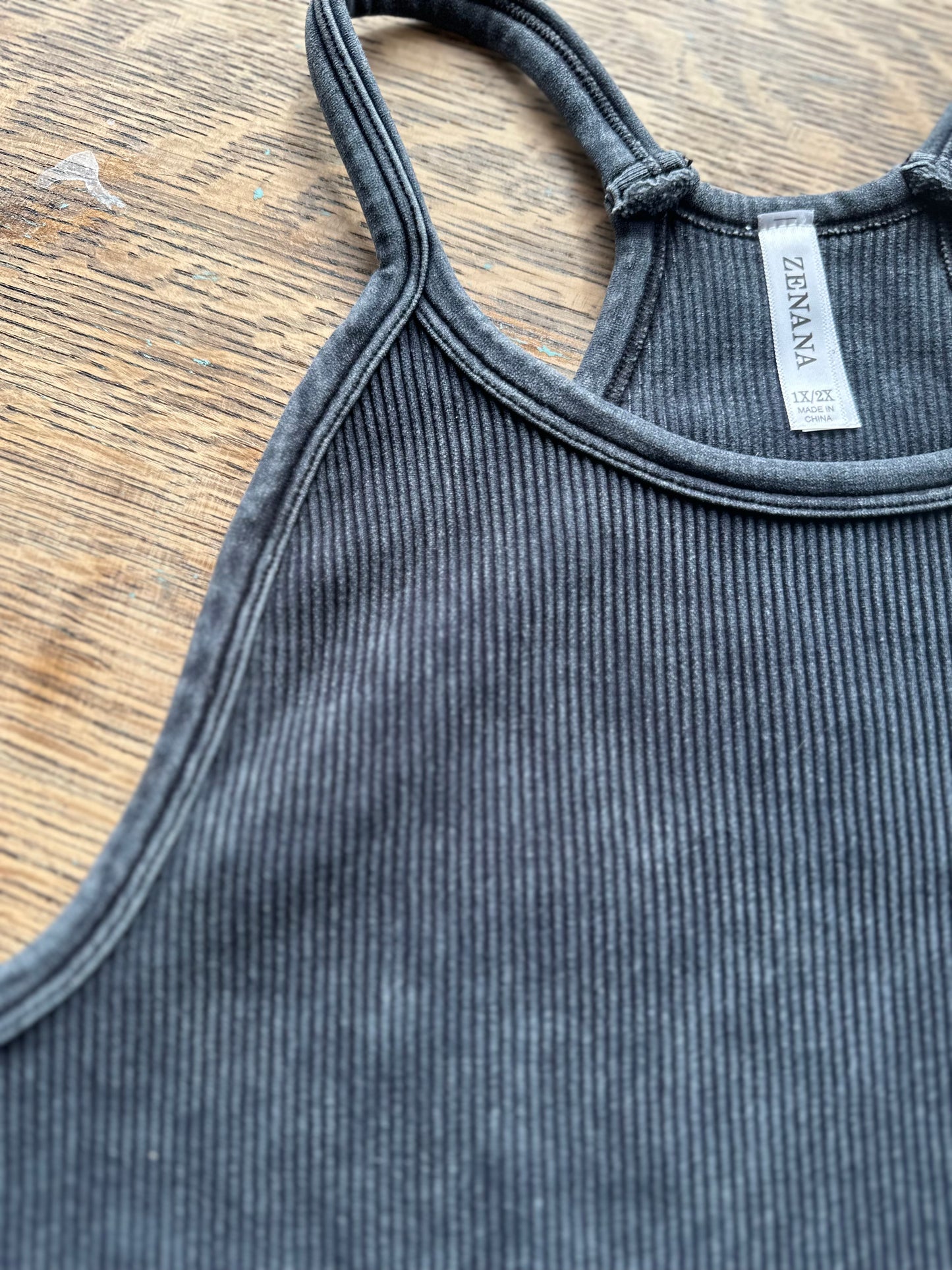 Plus black washed ribs seamless cropped cami top