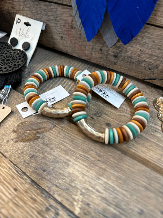 Wood disc bead bracelet
