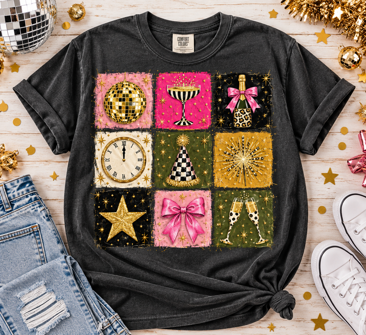 🪩✨ MIDNIGHT GLAM — NEW YEAR’S EVE TEE! ✨🥂